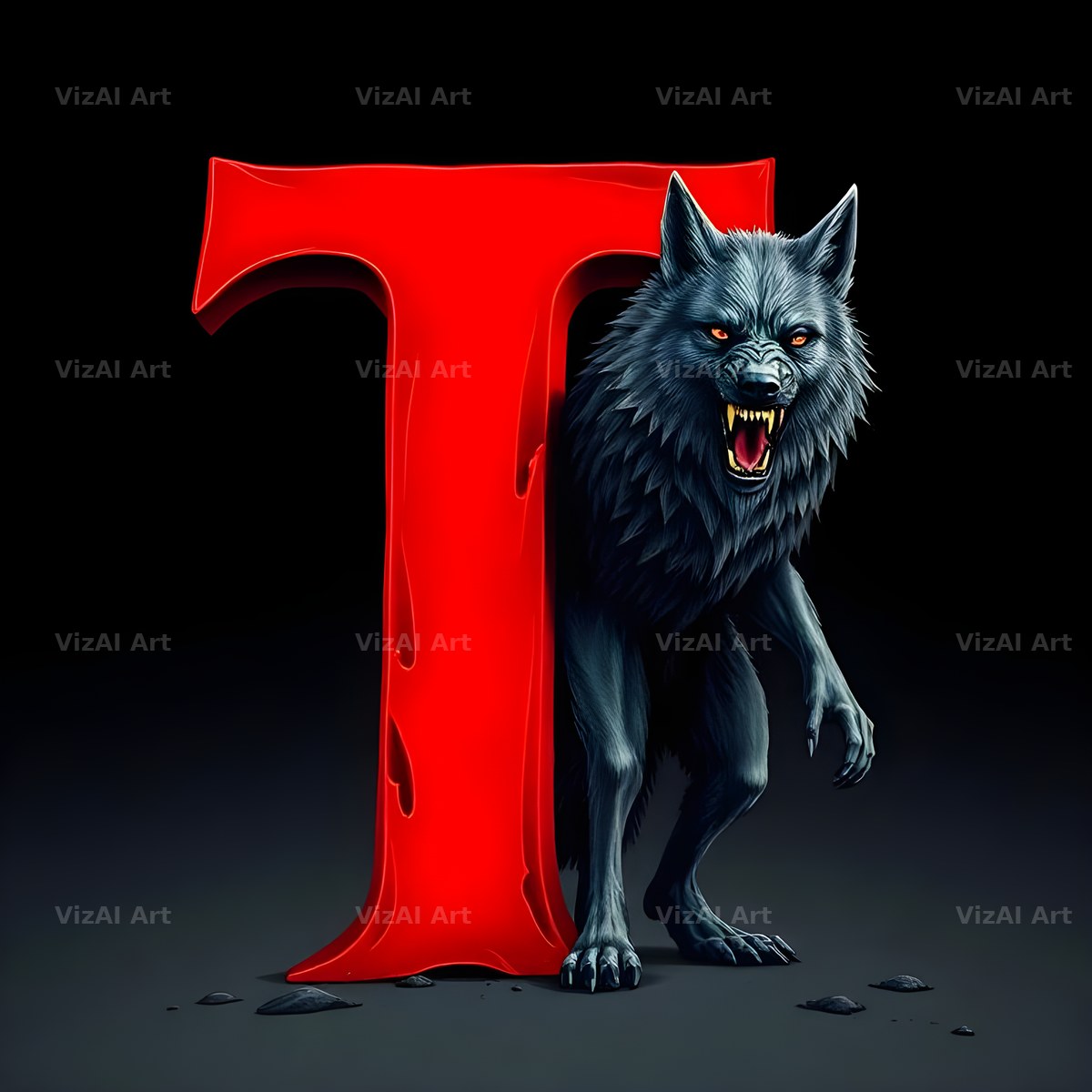 Werewolf Moonlit alphabet letter T