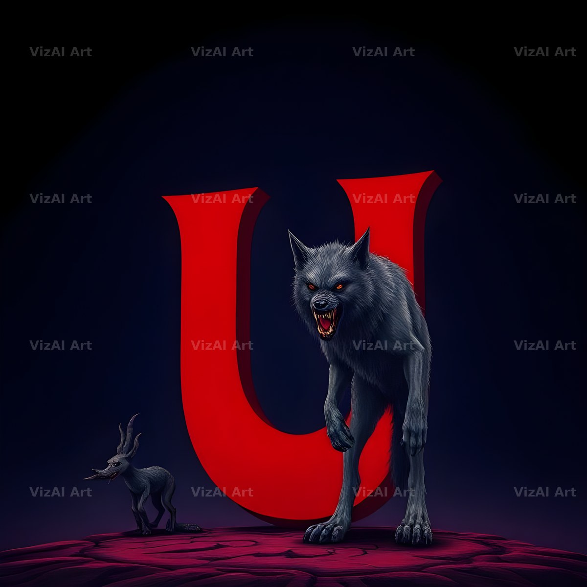 Werewolf Moonlit alphabet letter U