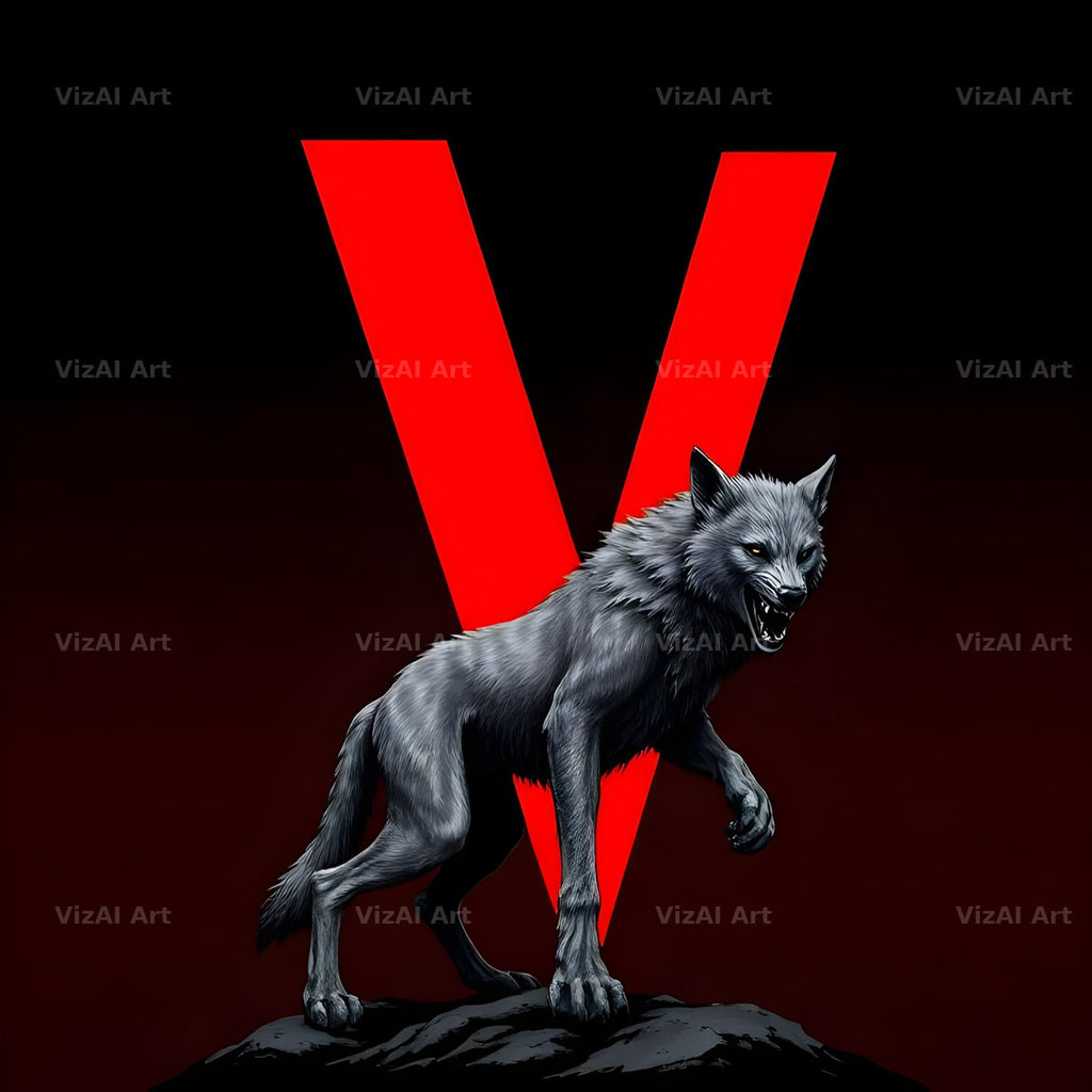 Werewolf Moonlit alphabet letter V