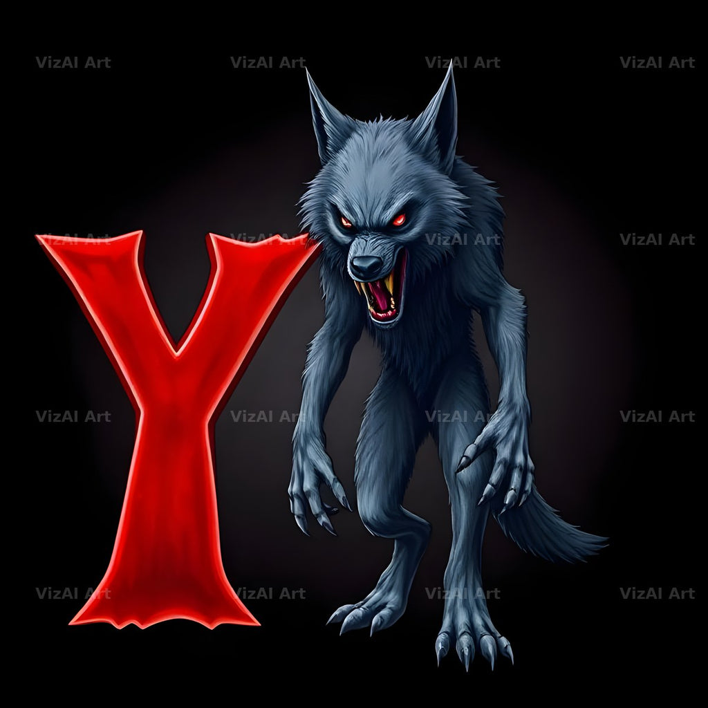 Werewolf Moonlit alphabet letter Y