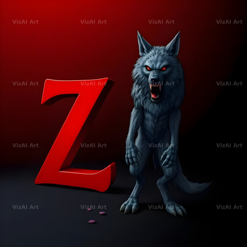 Werewolf Moonlit alphabet letter Z