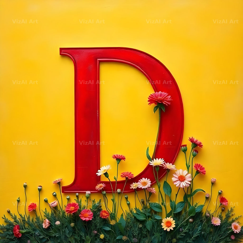 Wildflower Field alphabet letter D
