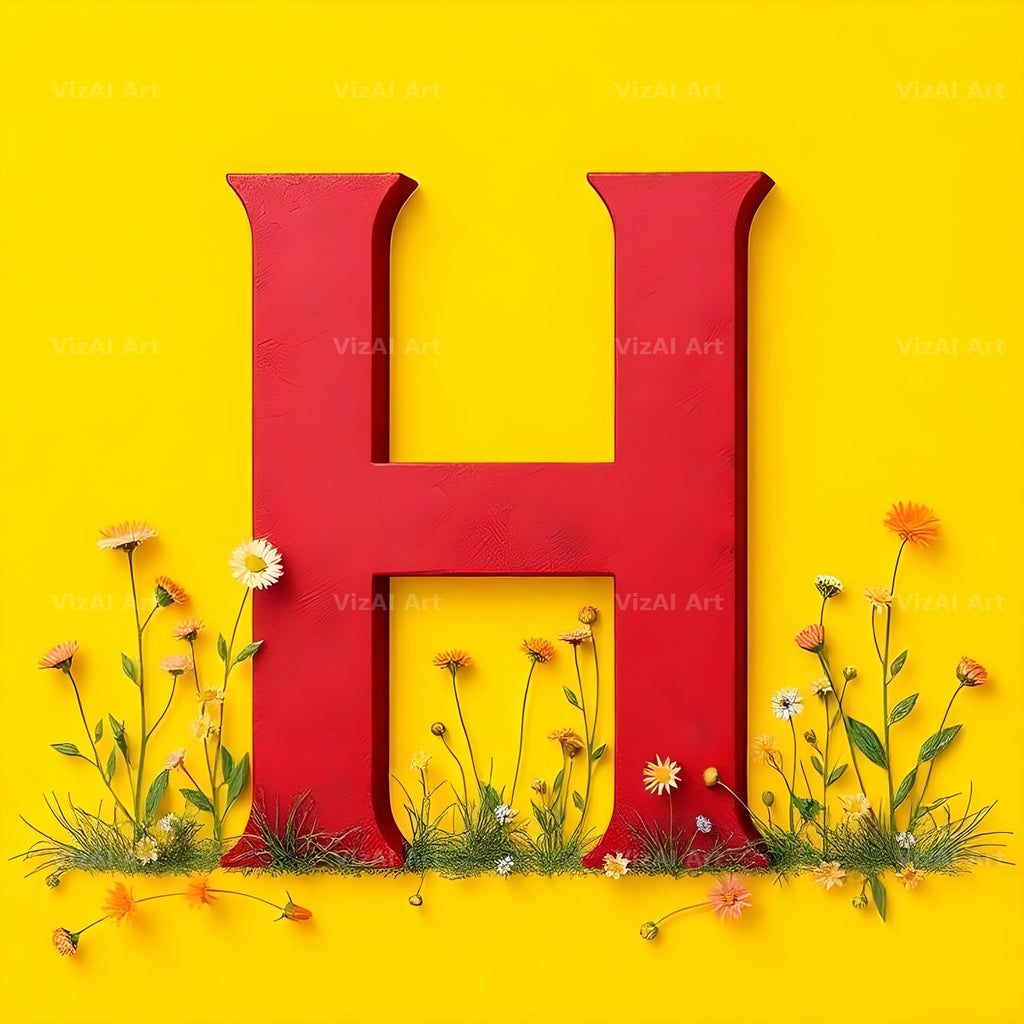 Wildflower Field alphabet letter H
