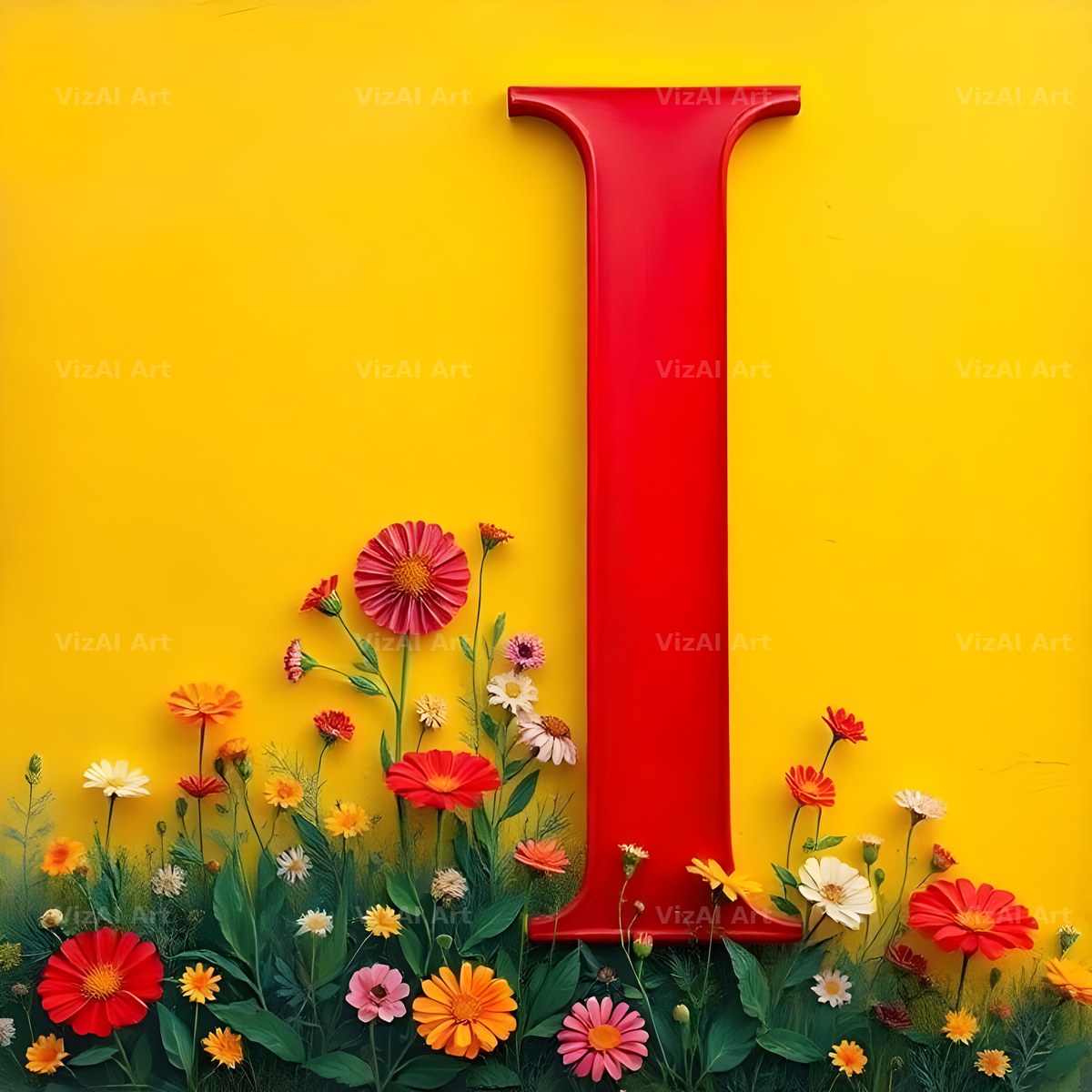 Wildflower Field alphabet letter I