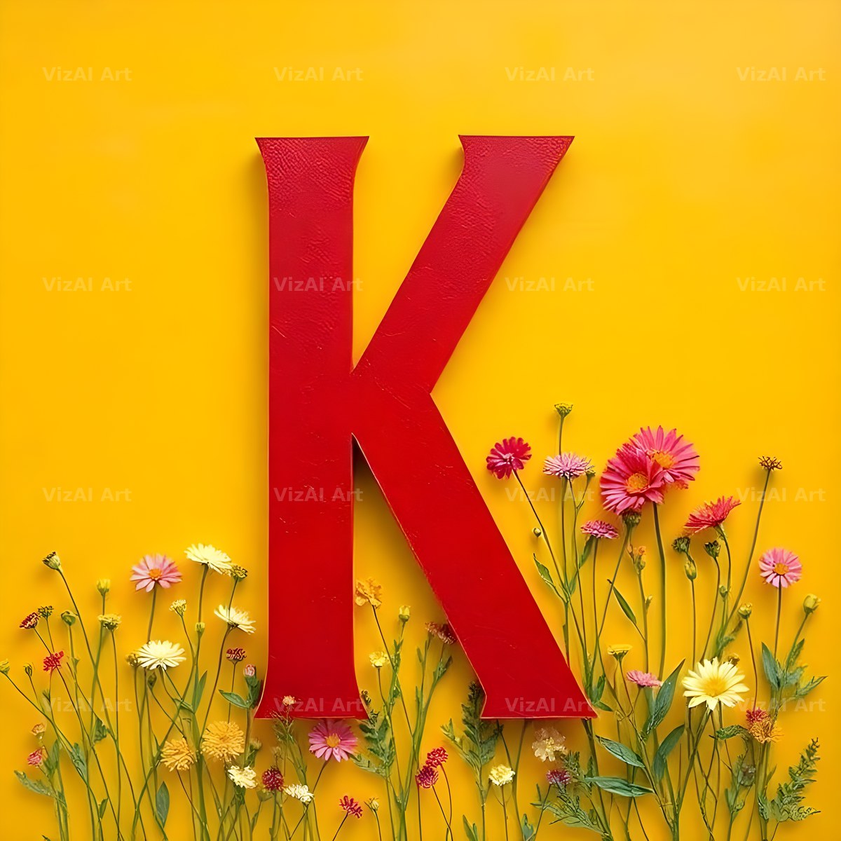 Wildflower Field alphabet letter K