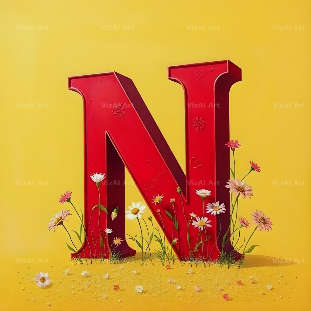 Wildflower Field alphabet letter N