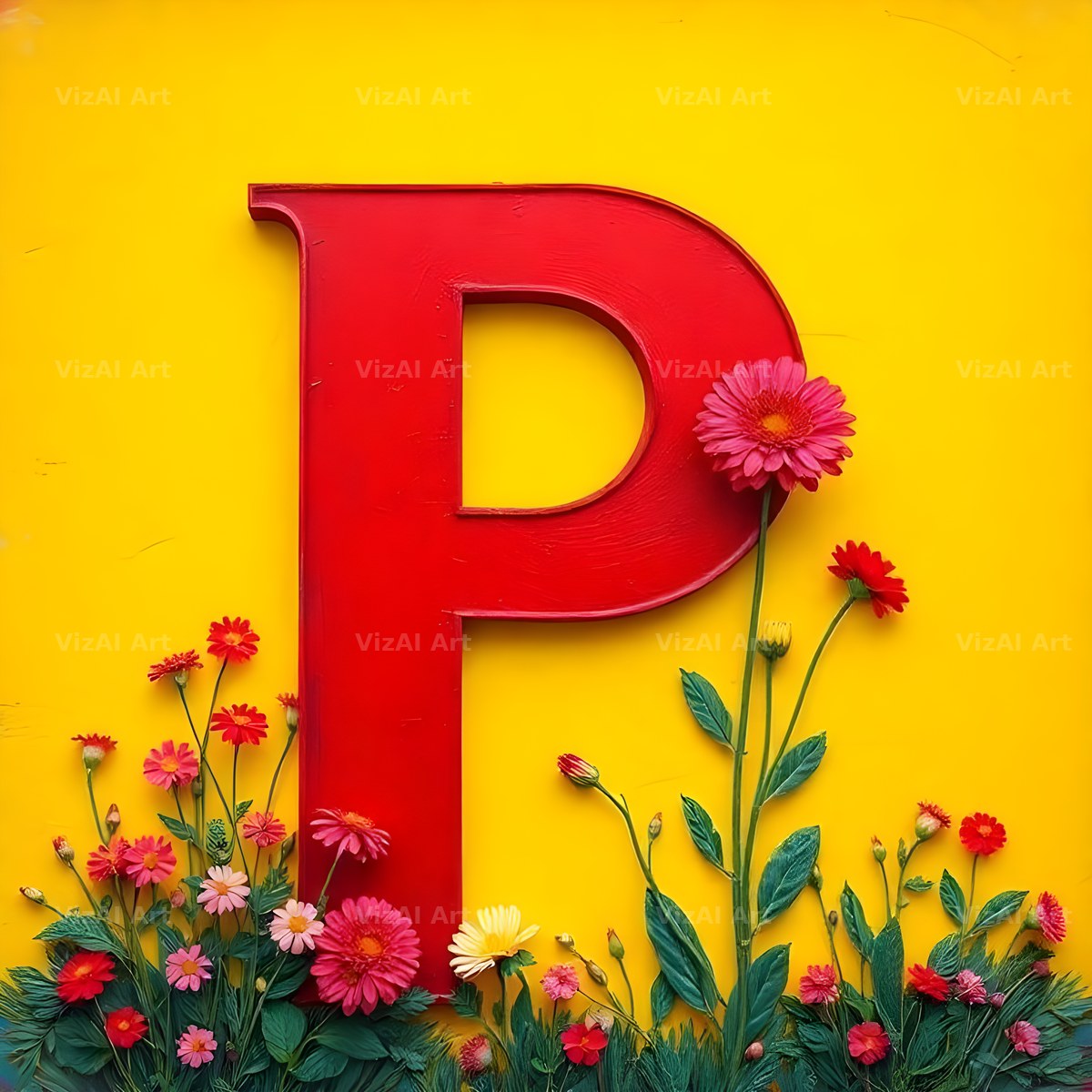 Wildflower Field alphabet letter P