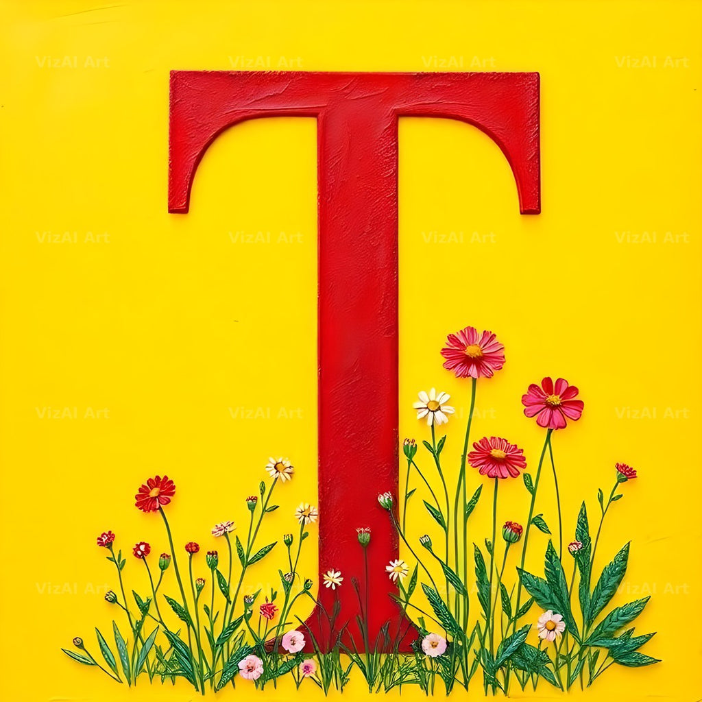 Wildflower Field alphabet letter T
