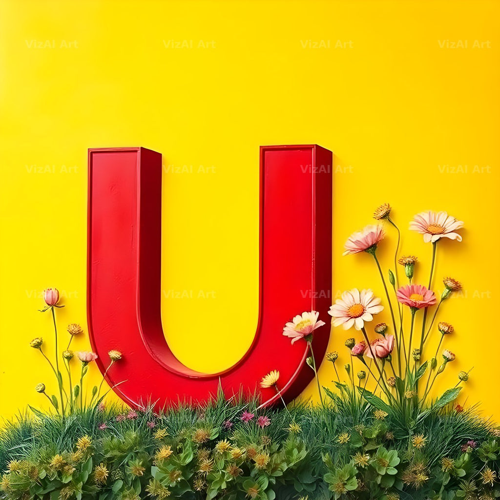 Wildflower Field alphabet letter U