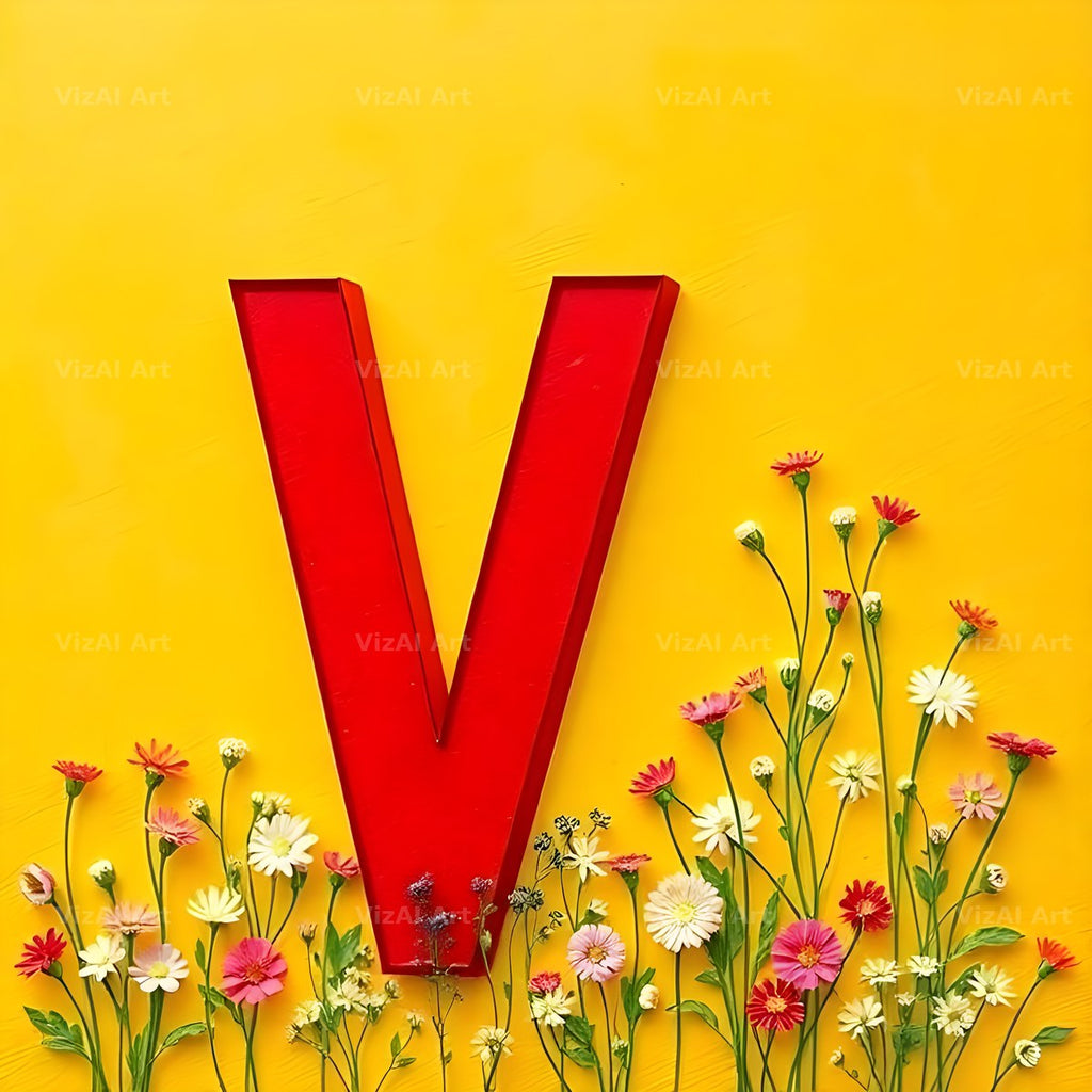 Wildflower Field alphabet letter V