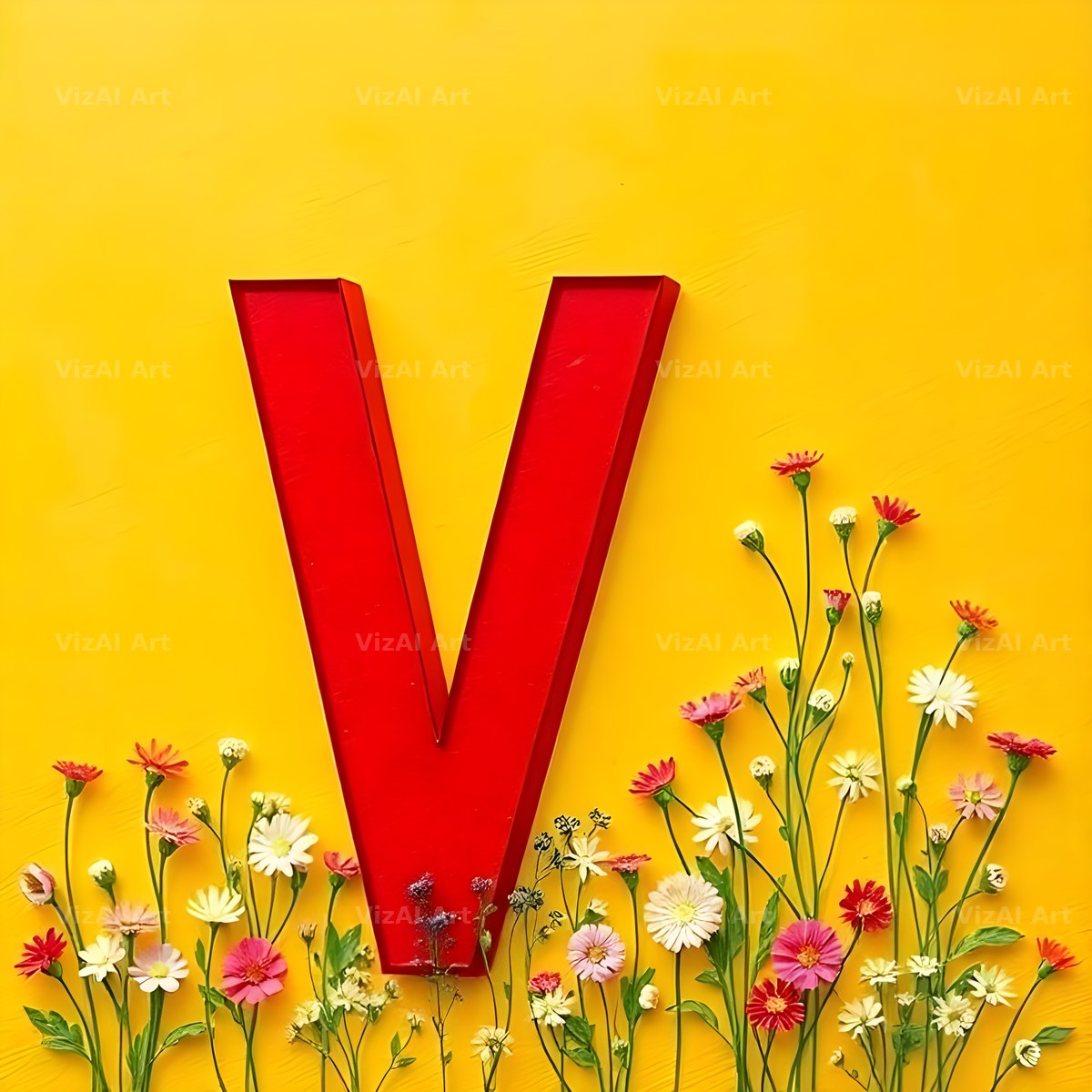 Wildflower Field alphabet letter V