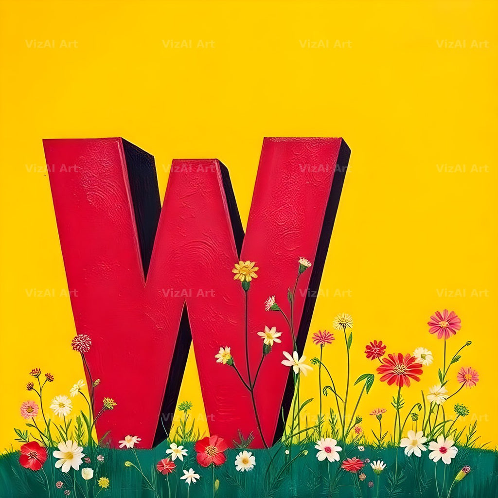 Wildflower Field alphabet letter W
