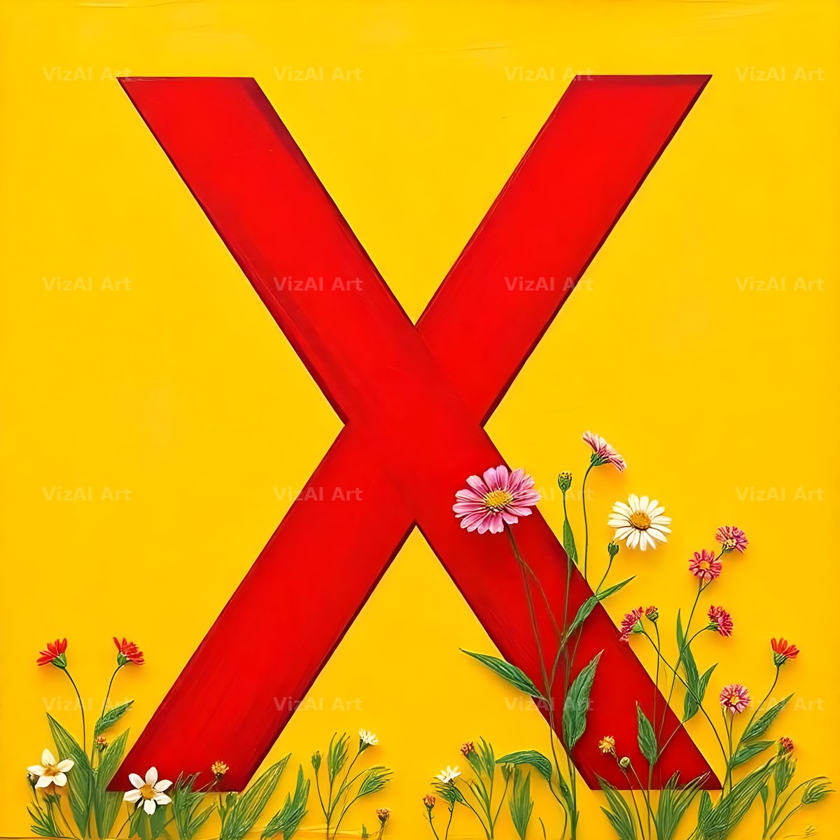 Wildflower Field alphabet letter X