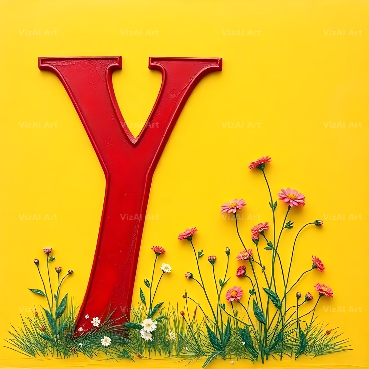 Wildflower Field alphabet letter Y