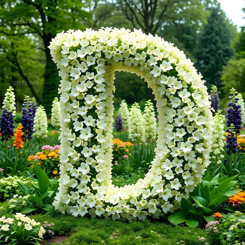 White Garden Topiary alphabet letter D
