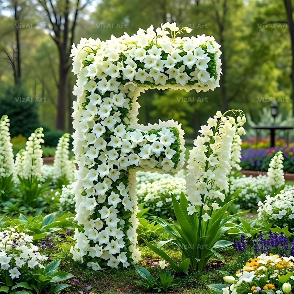 White Garden Topiary alphabet letter F