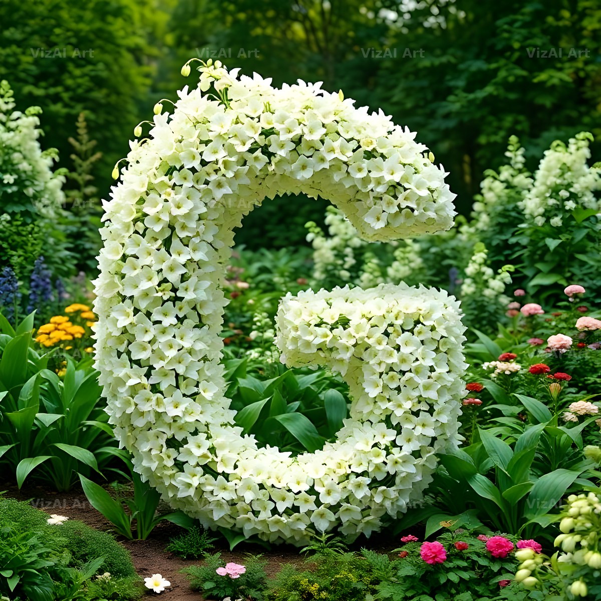 White Garden Topiary alphabet letter G