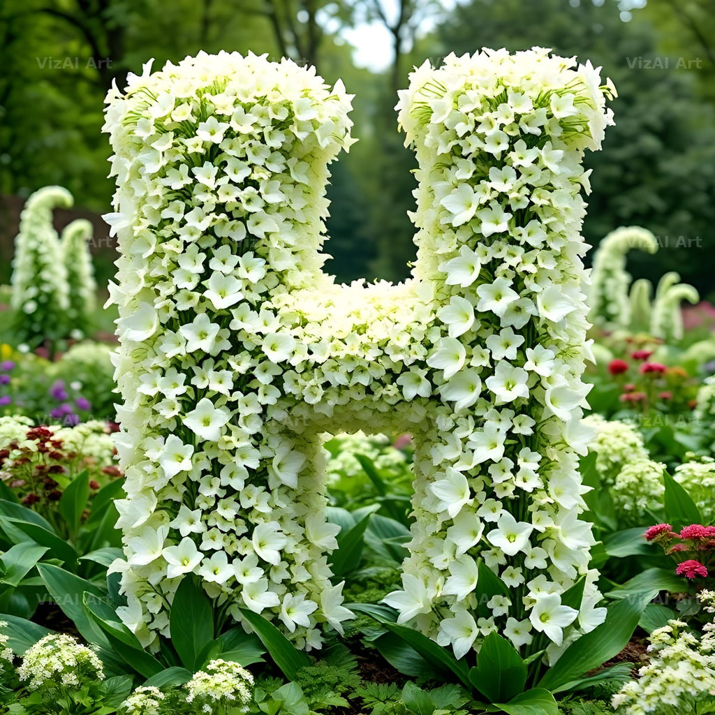 White Garden Topiary alphabet letter H