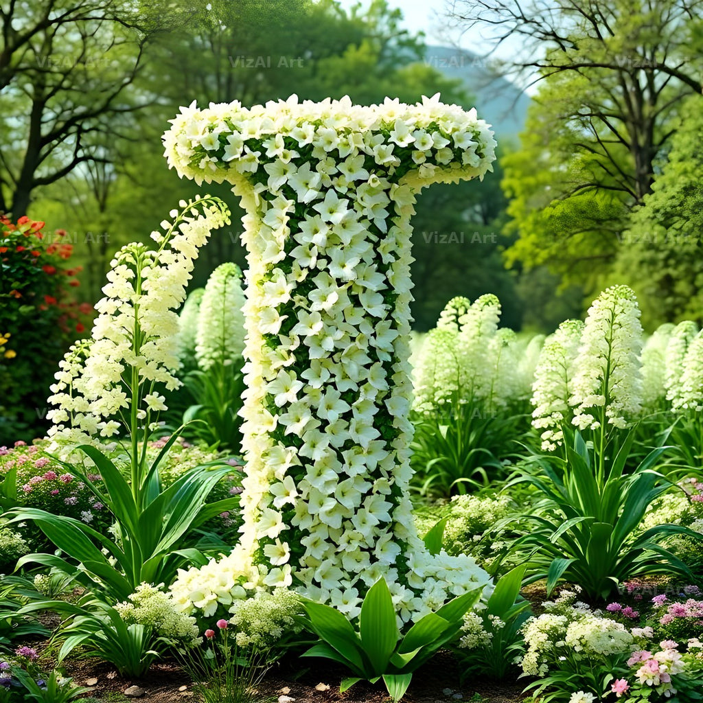 White Garden Topiary alphabet letter I