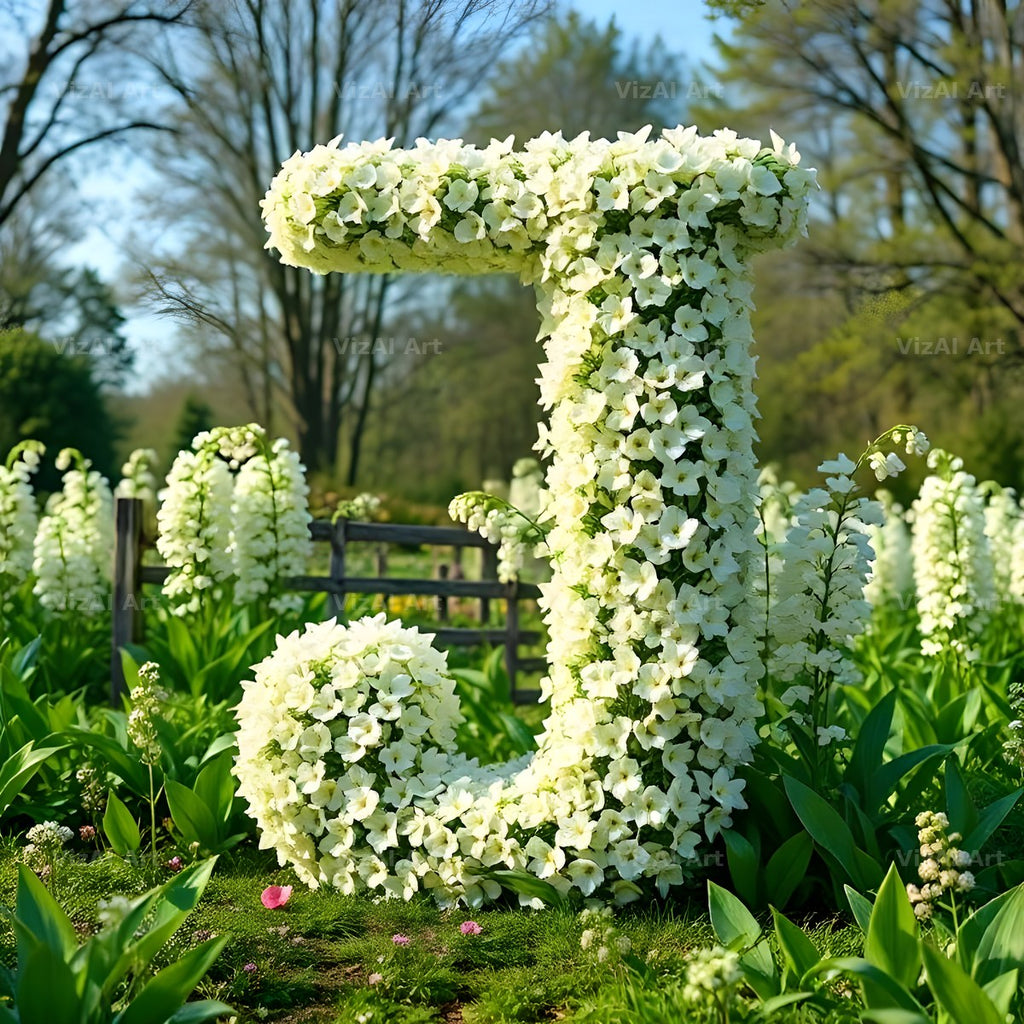 White Garden Topiary alphabet letter J