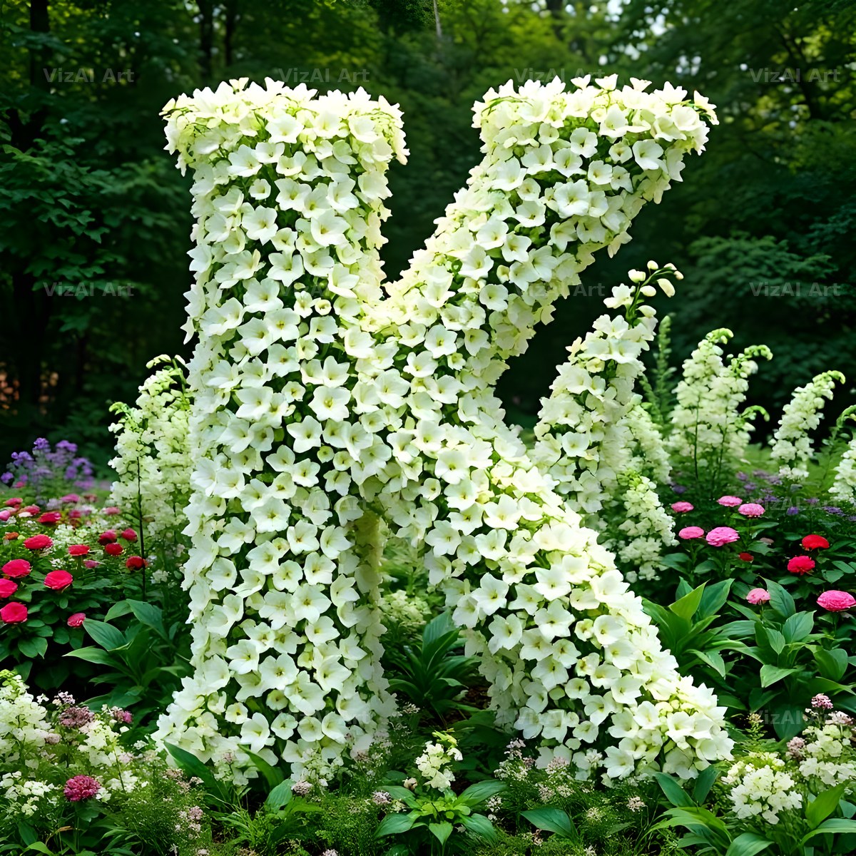 White Garden Topiary alphabet letter K