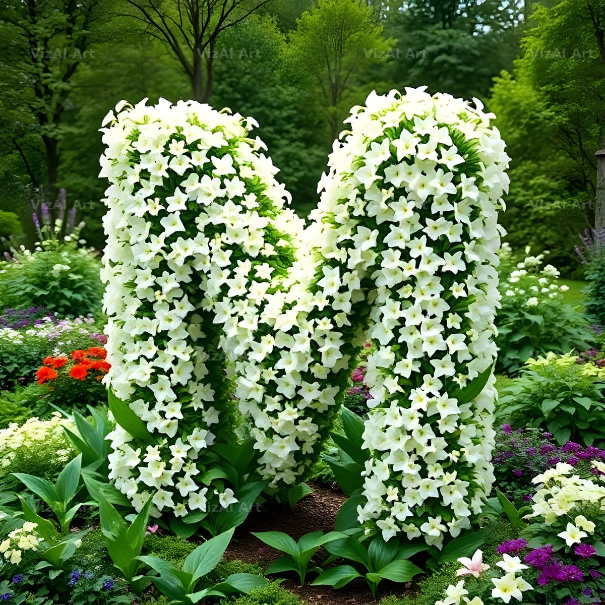 White Garden Topiary alphabet letter M