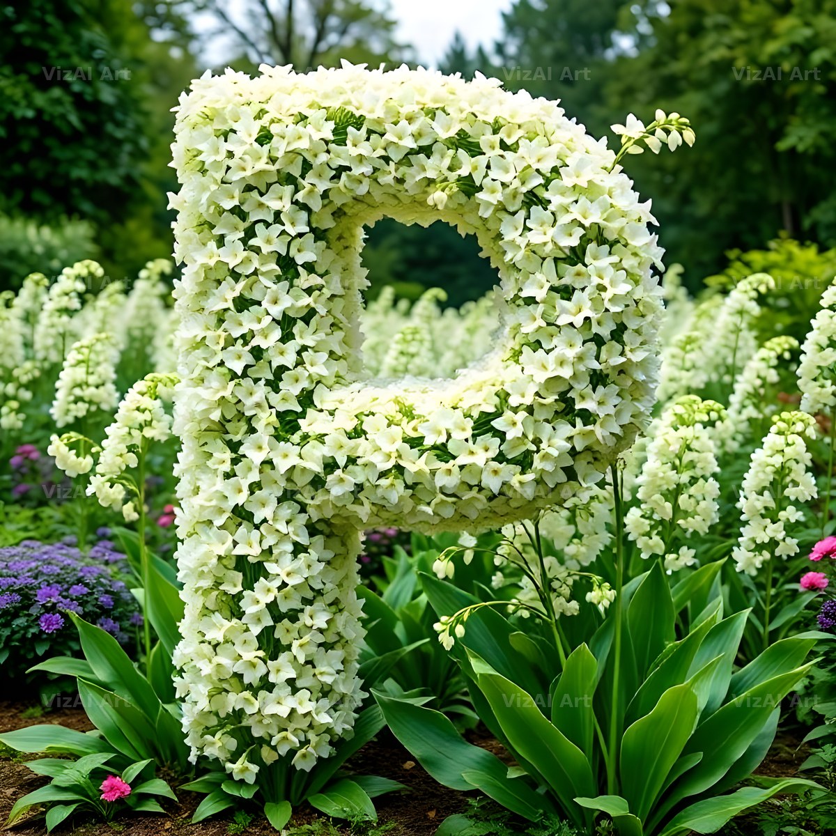 White Garden Topiary alphabet letter P