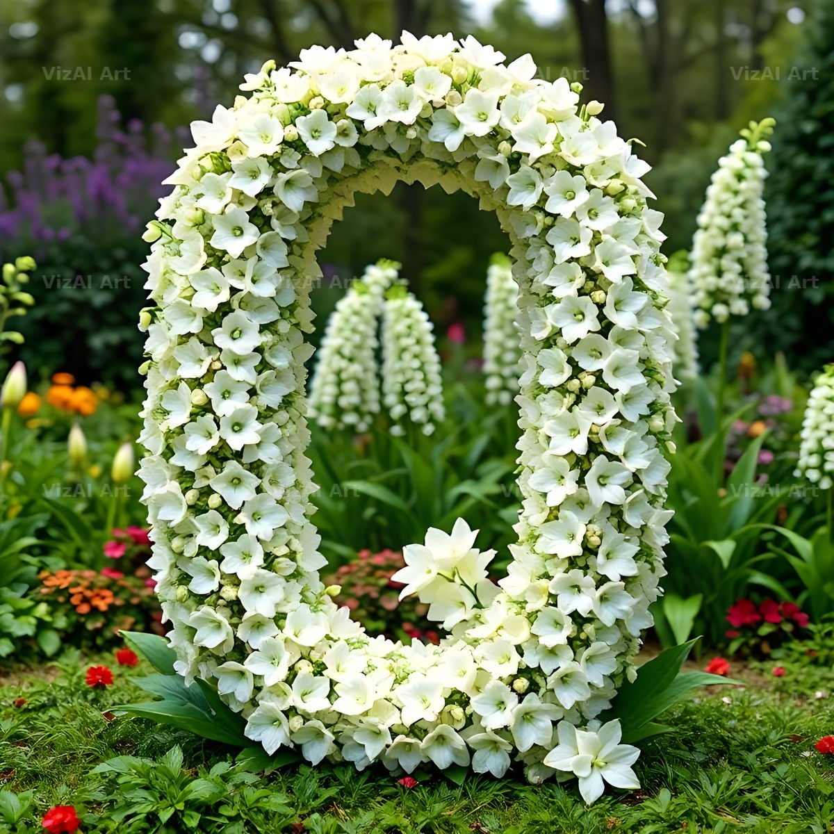 White Garden Topiary alphabet letter Q