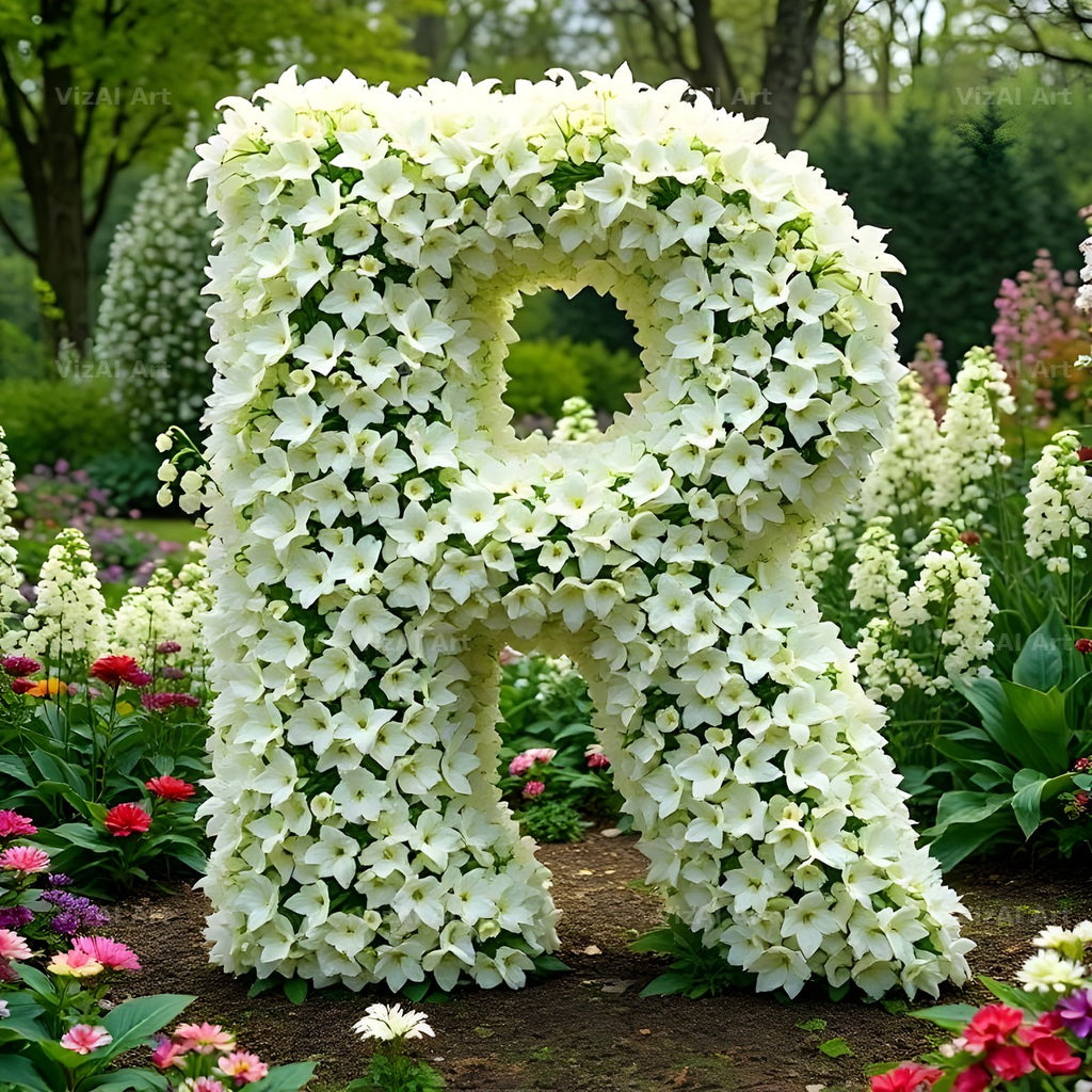 White Garden Topiary alphabet letter R