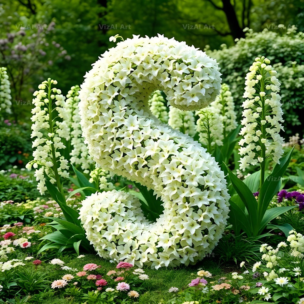White Garden Topiary alphabet letter S