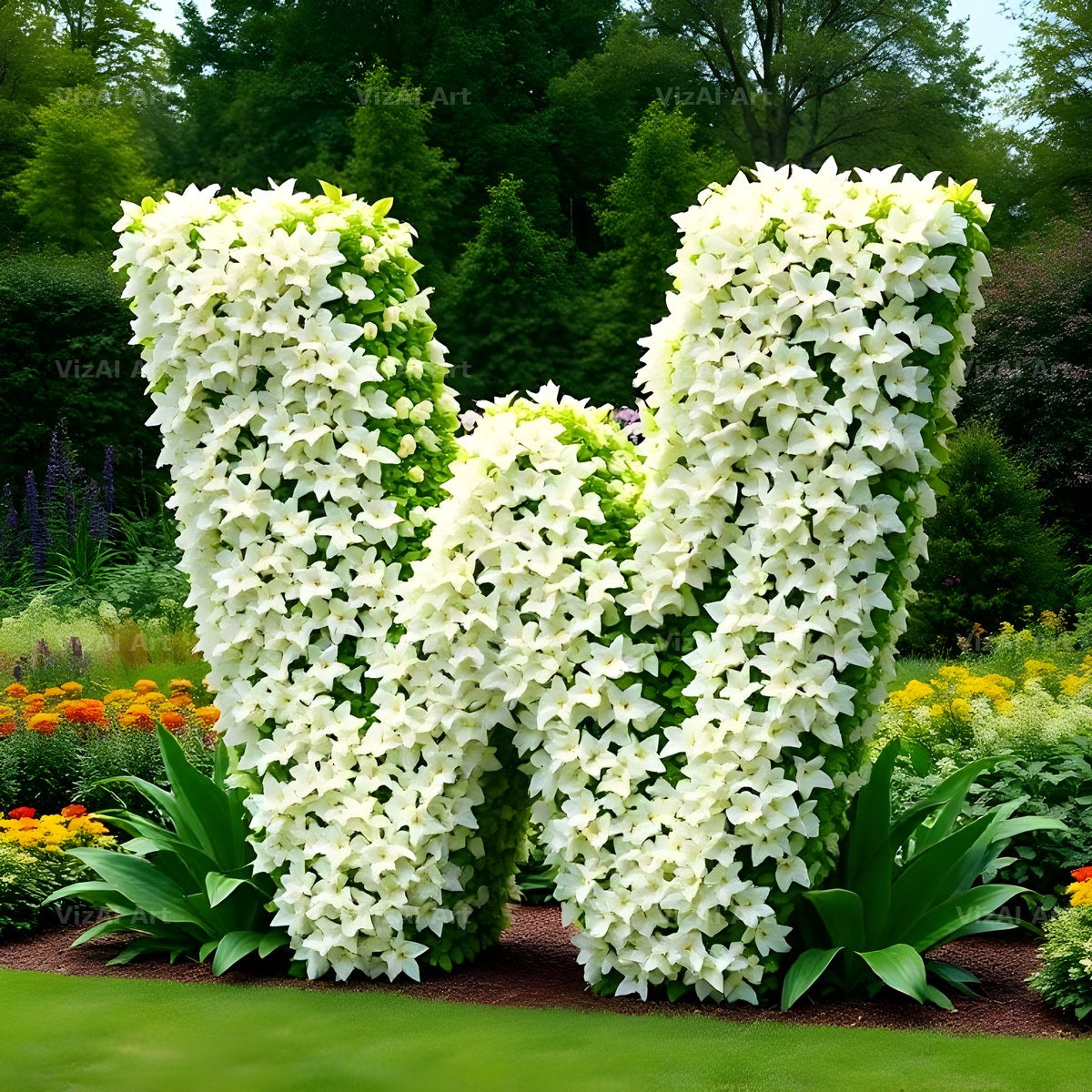White Garden Topiary alphabet letter W
