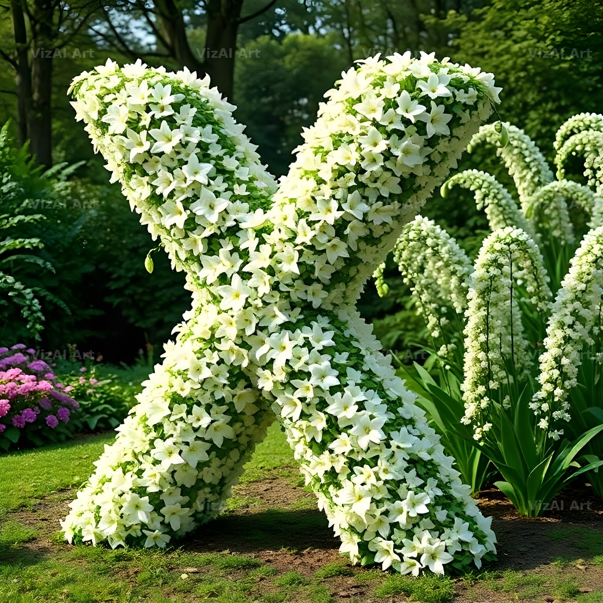 White Garden Topiary alphabet letter X