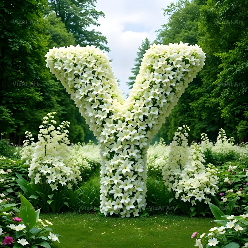 White Garden Topiary alphabet letter Y