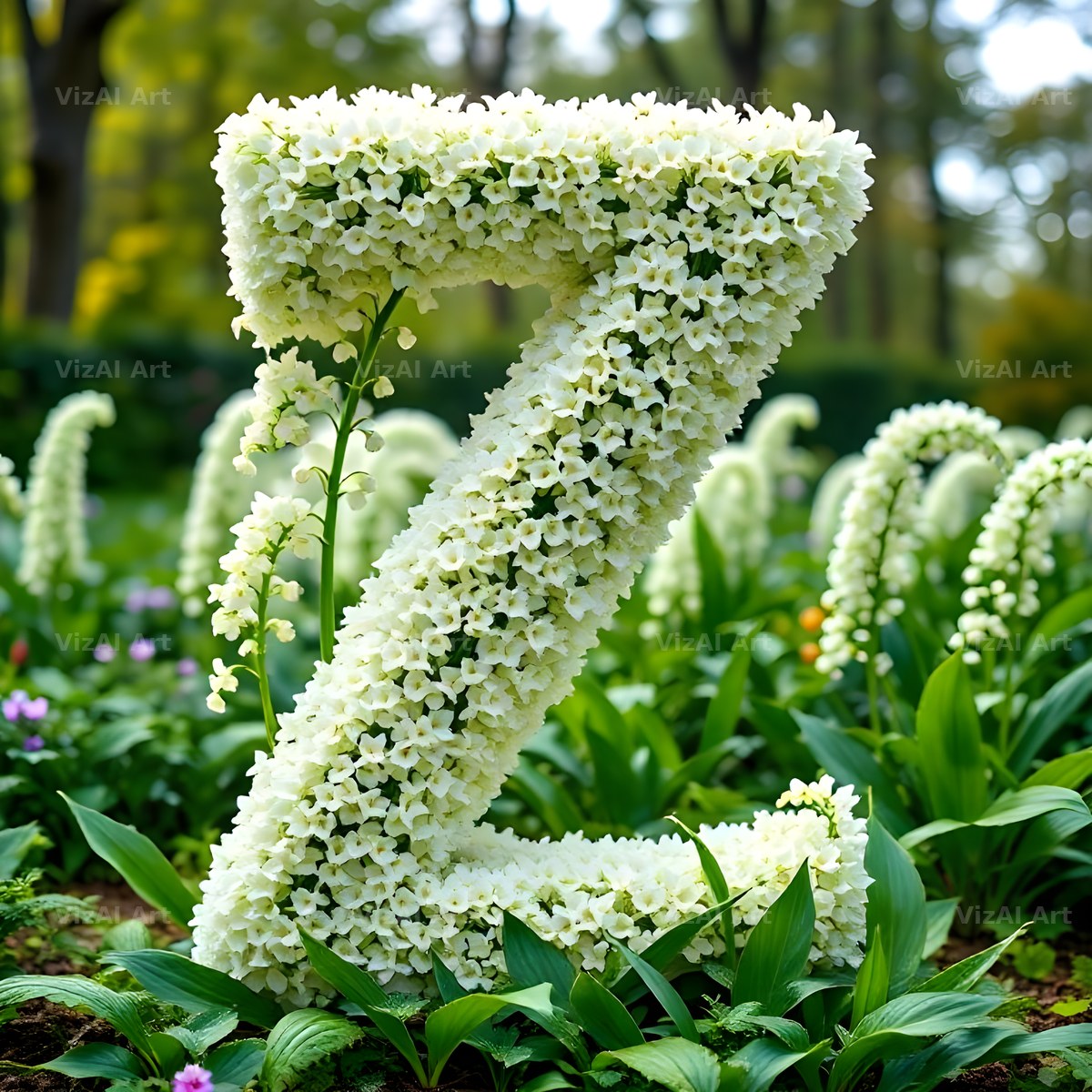 White Garden Topiary alphabet letter Z