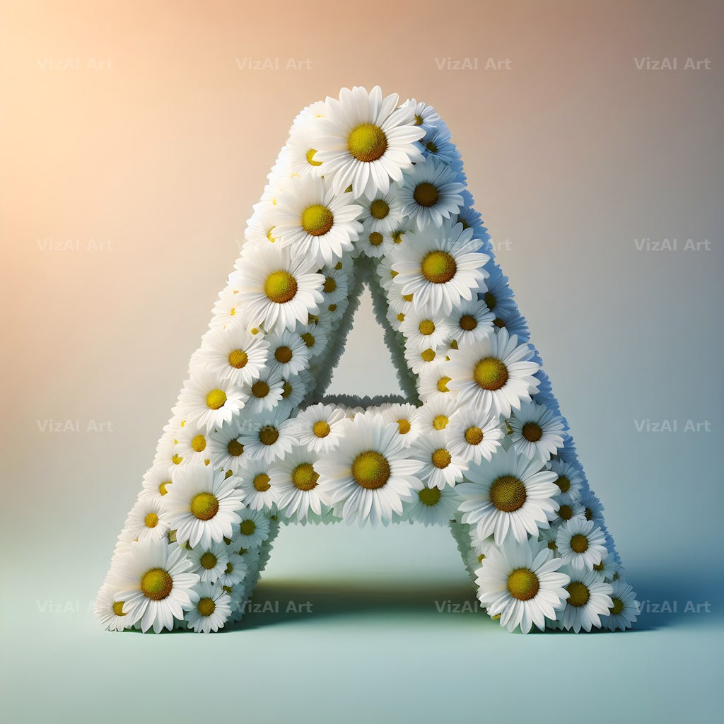 White Daisy Cluster alphabet letter A