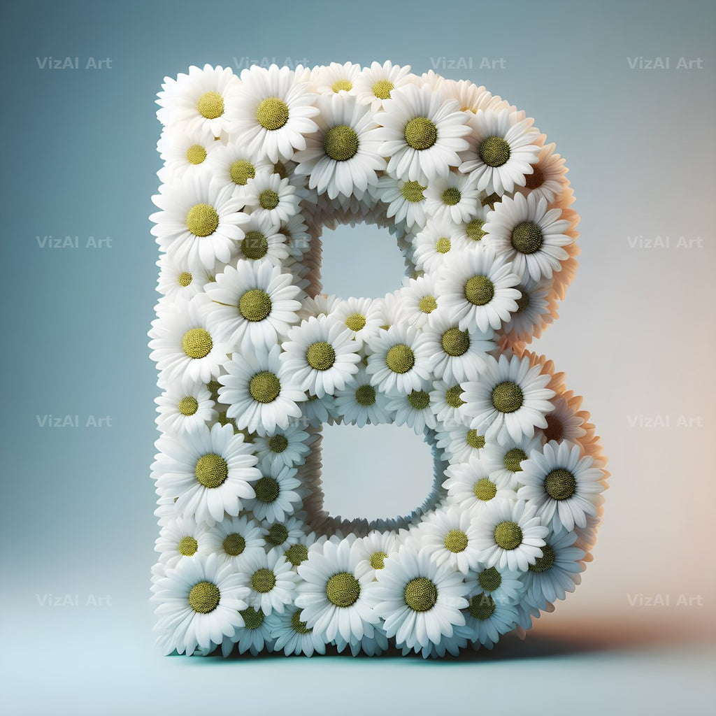 White Daisy Cluster alphabet letter B