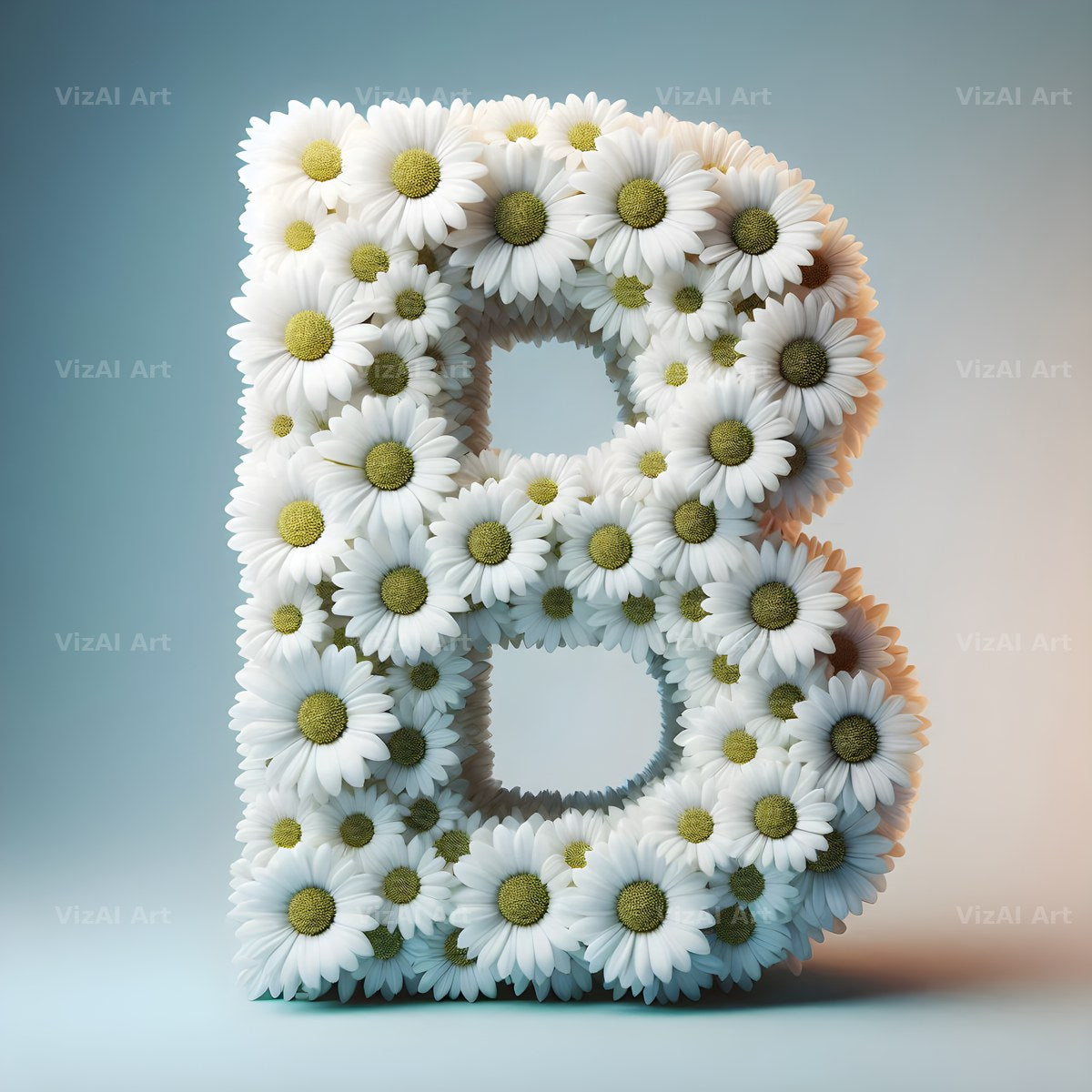 White Daisy Cluster alphabet letter B