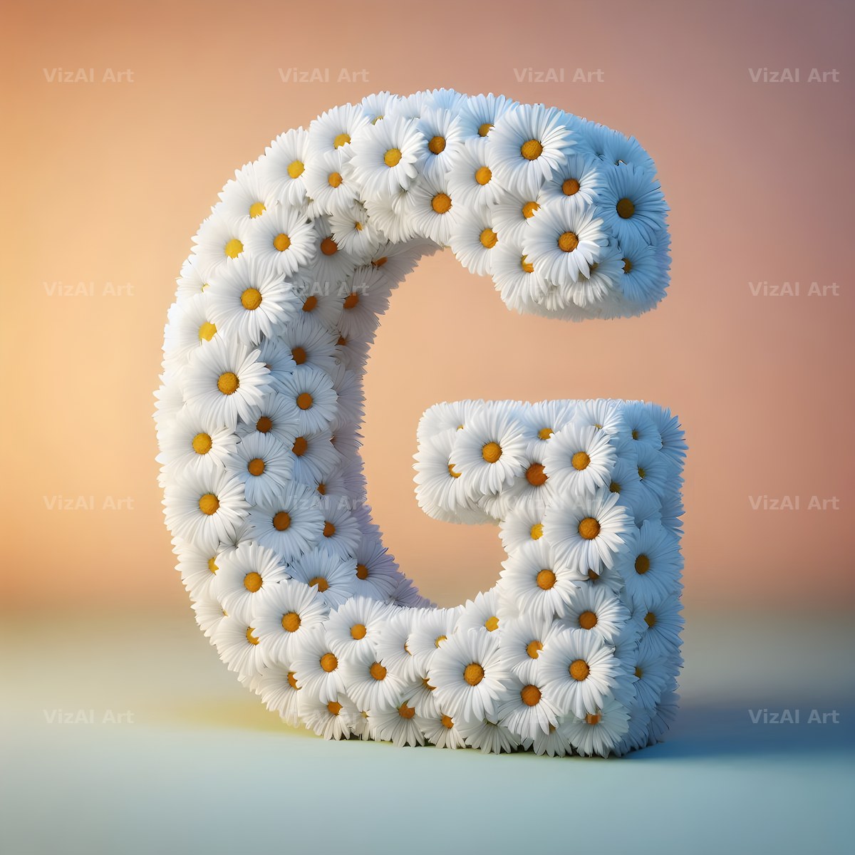White Daisy Cluster alphabet letter G