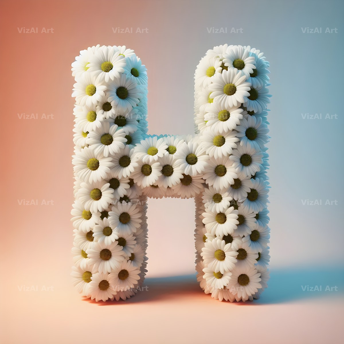 White Daisy Cluster alphabet letter H