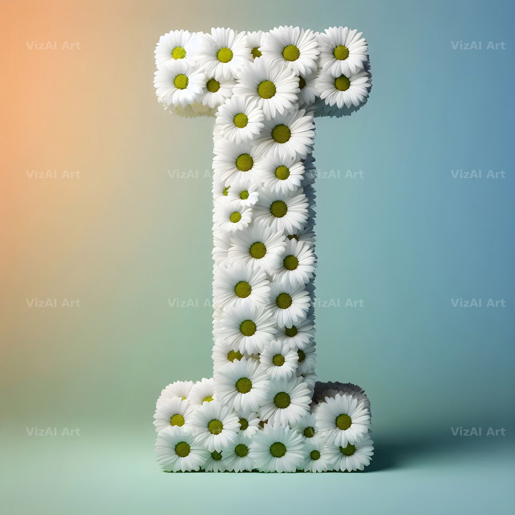 White Daisy Cluster alphabet letter I
