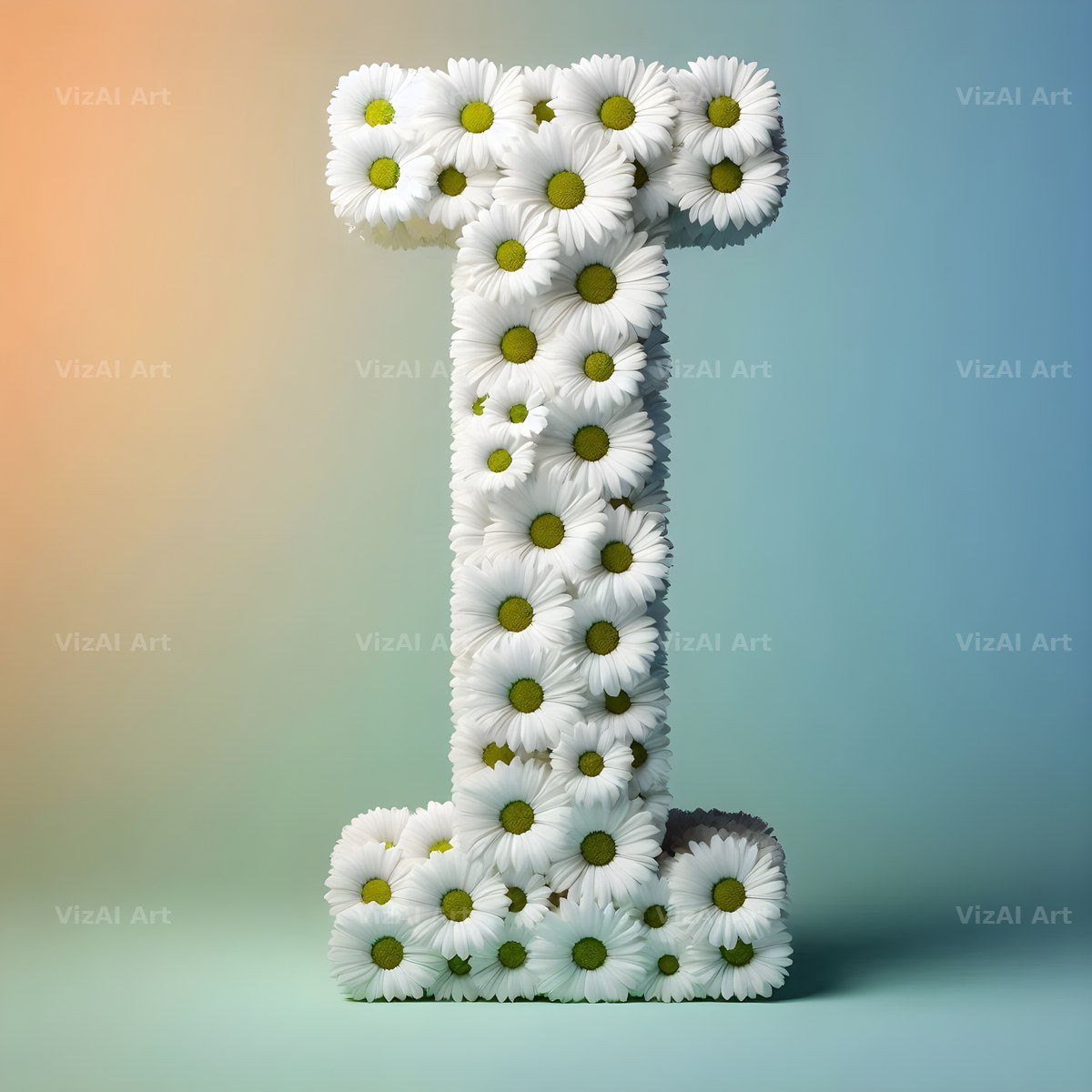 White Daisy Cluster alphabet letter I