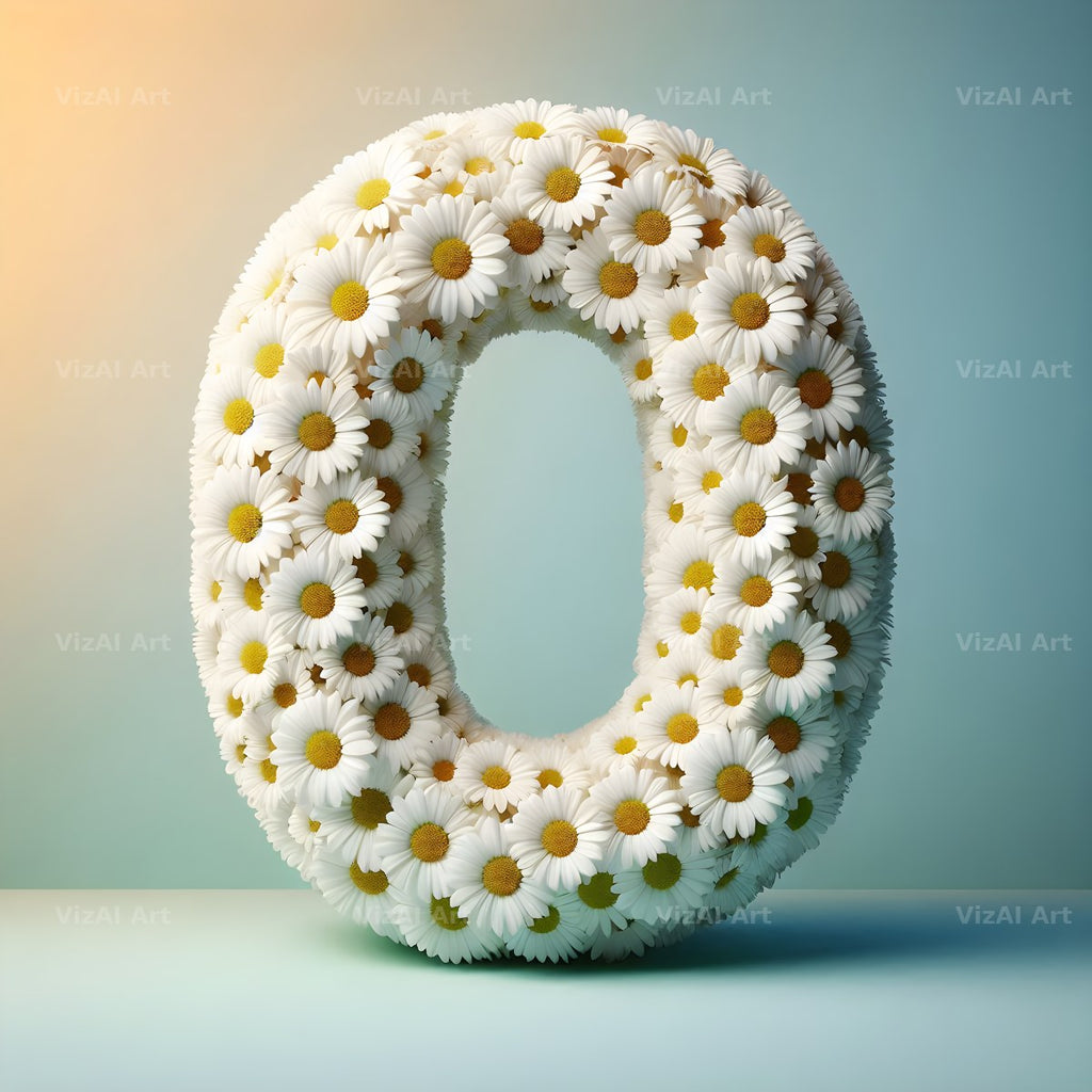 White Daisy Cluster alphabet letter O