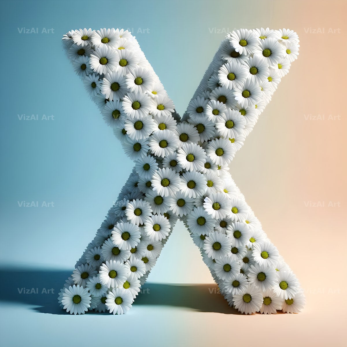 White Daisy Cluster alphabet letter X