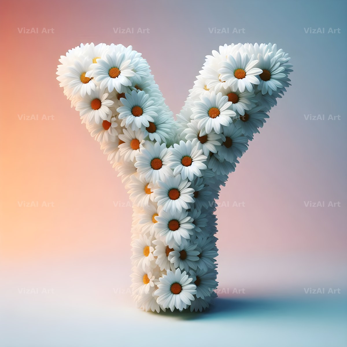 White Daisy Cluster alphabet letter Y