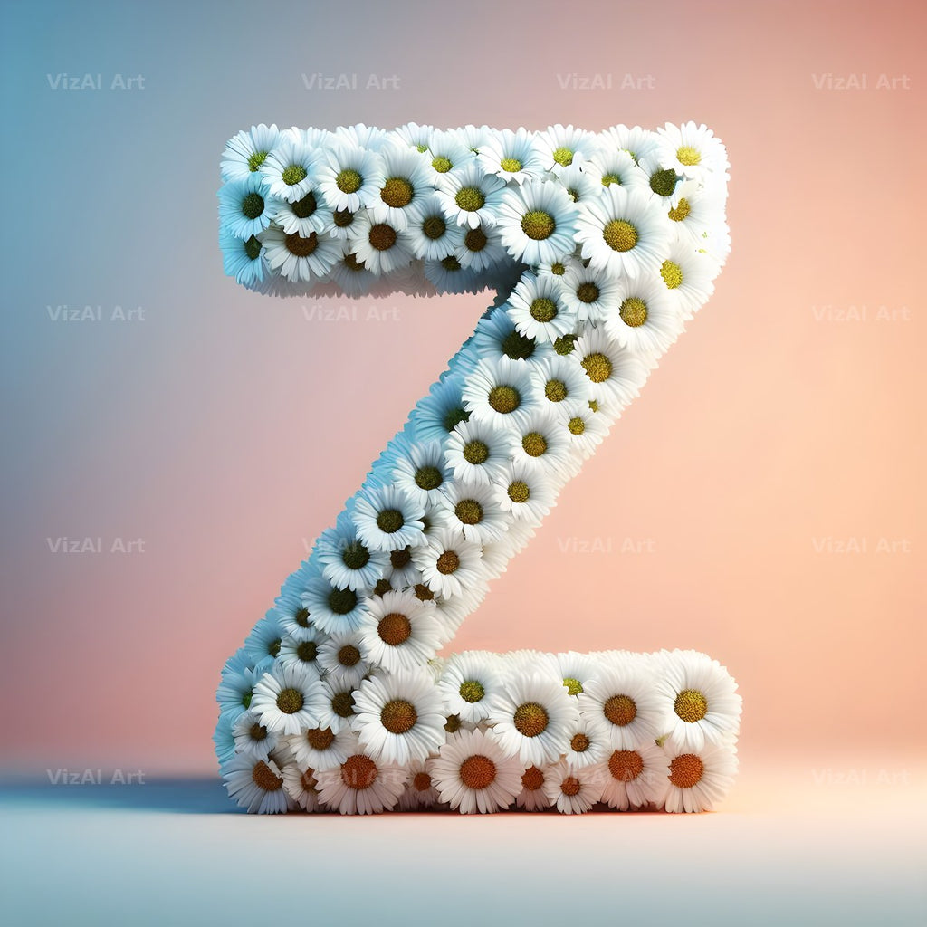 White Daisy Cluster alphabet letter Z