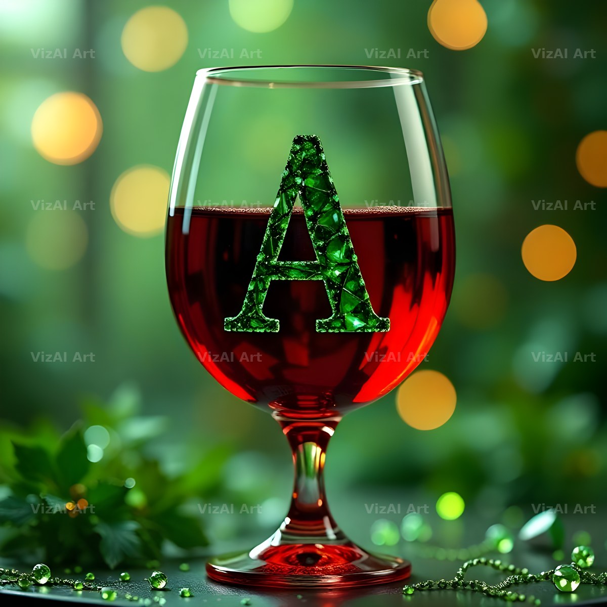 Wine Glass Sparkle alphabet letter A