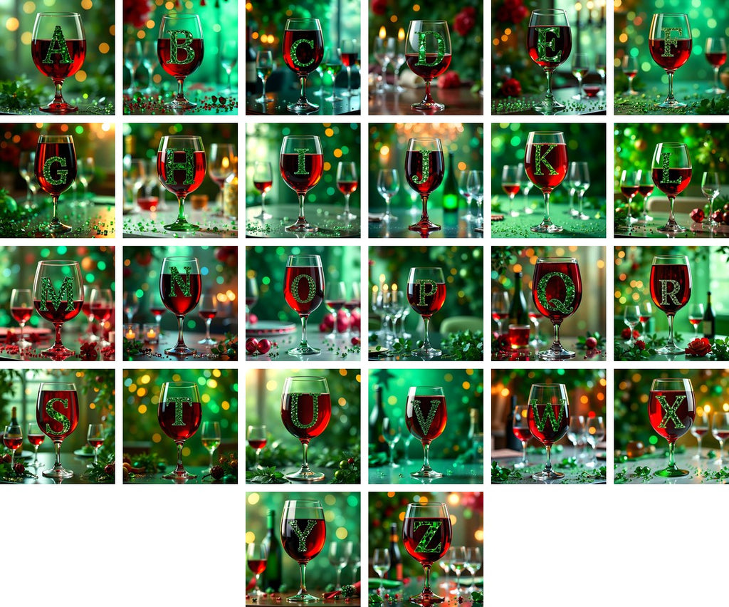 Wine Glass Sparkle alphabet — all 26 letters