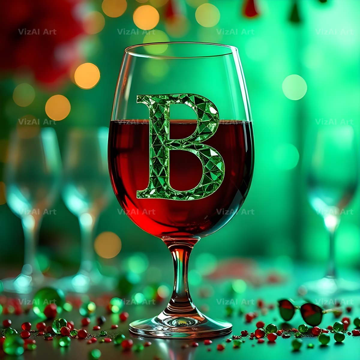 Wine Glass Sparkle alphabet letter B