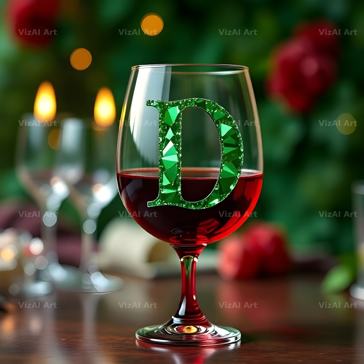 Wine Glass Sparkle alphabet letter D