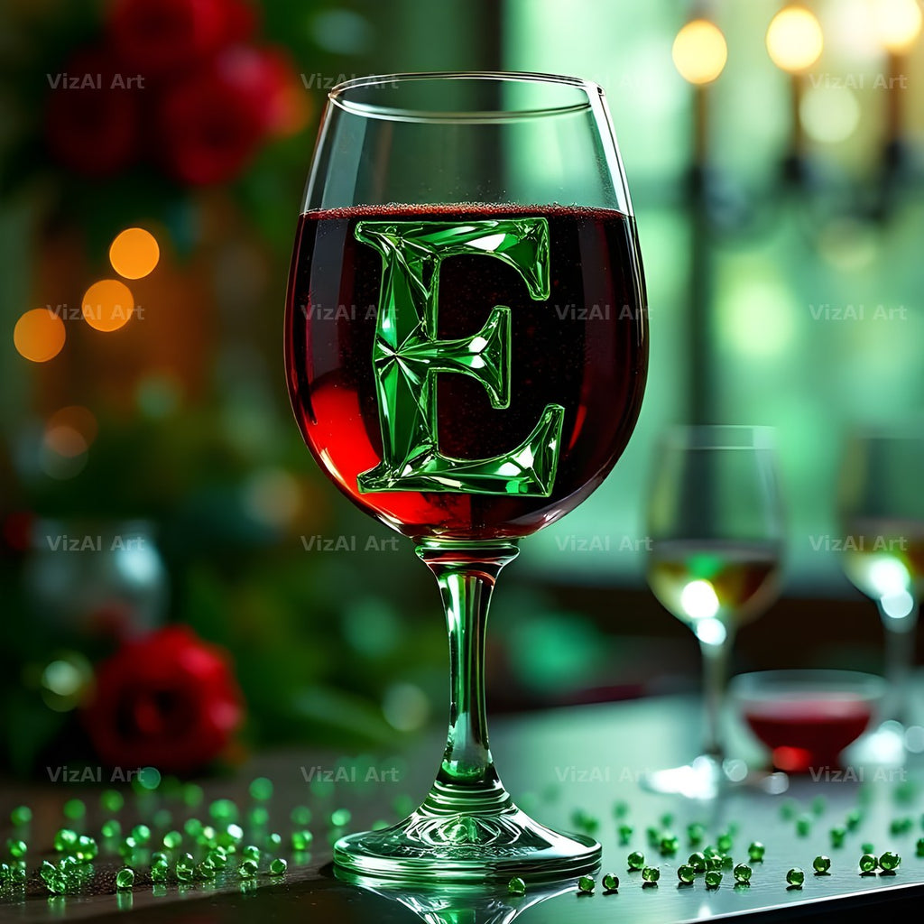 Wine Glass Sparkle alphabet letter E